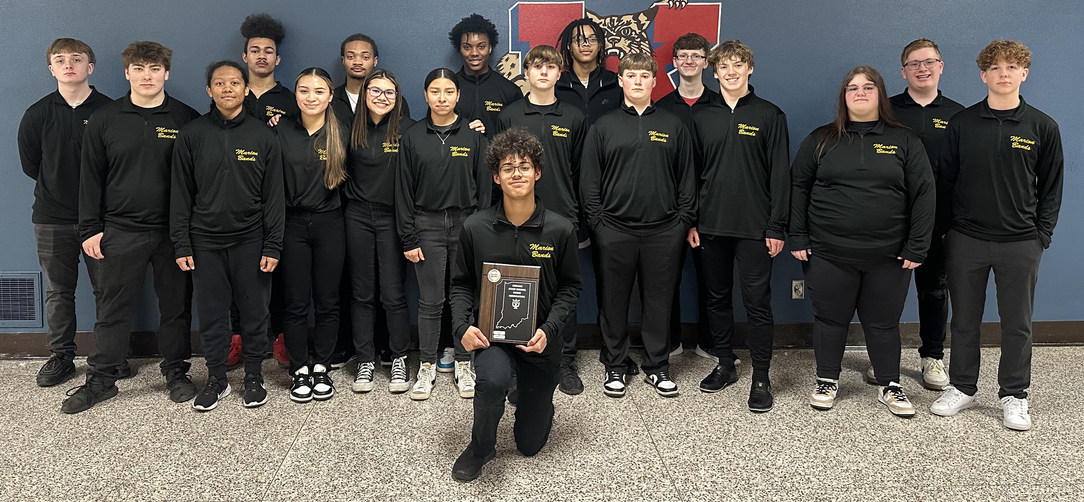 Marion High School Jazz 2 ensemble poses for a photo at the ISSMA Jazz Competition where they earned a Silver rating in March 2024
